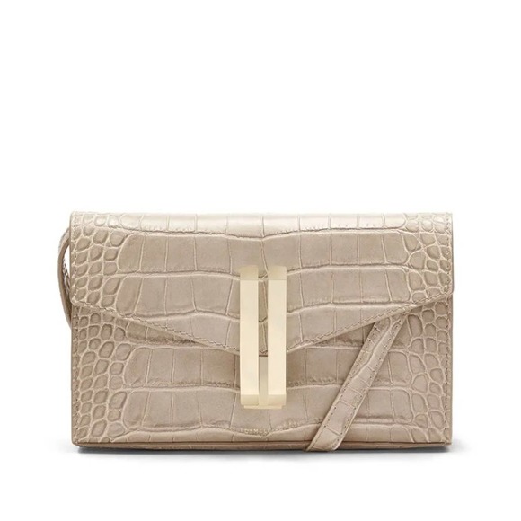 DeMellier Handbags - DeMellier Stone Croc-effect Leather Crossbody/Clutch